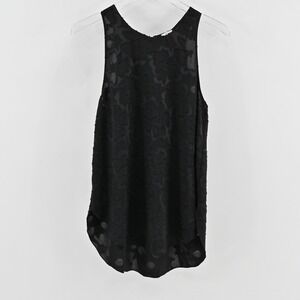 Aritzia Wilfred Womens Silk Textured Top Size‎ M Black Floral Sleeveless Blouse